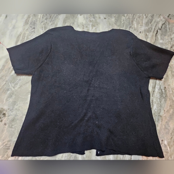 R & K Originals Size 14 Black Floral Embroidered Button Down Knit Top - Picture 7 of 7